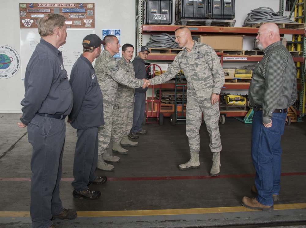 Maj Gen Bradley Spacy Visits Travis AFB