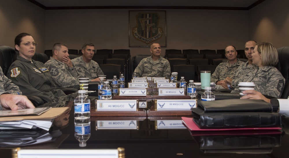 Maj Gen Bradley Spacy Visits Travis AFB