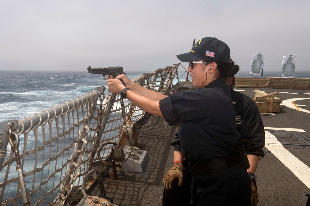Forrest Sherman is underway for a scheduled deployment as part of the Harry S. Truman Carrier Strike Group. With USS Harry S. Truman (CVN 75) as the flagship, deploying strike group assets include staffs, ships, and aircraft o Carrier Strike Group EIGHT..