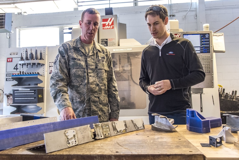 Joey Logano makes a fast lap around Dover AFB