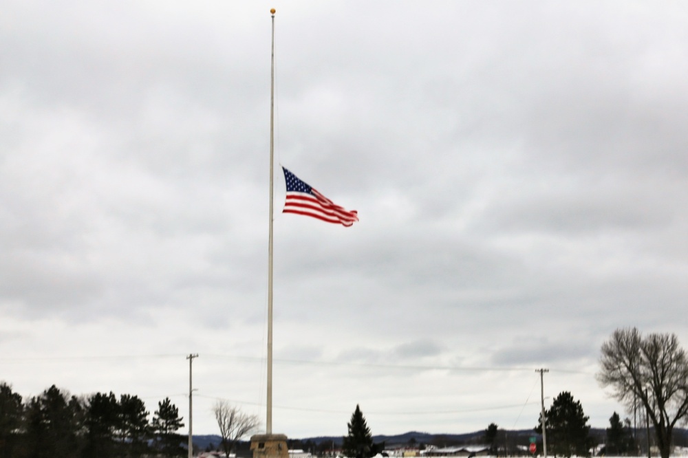 Flag lowered at Fort McCoy to honor former First Lady Barbara Bush
