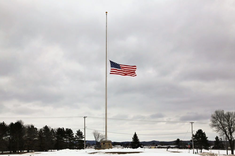 Flag lowered at Fort McCoy to honor former First Lady Barbara Bush