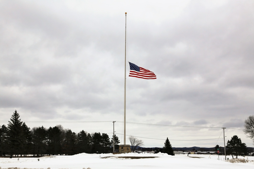 Flag lowered at Fort McCoy to honor former First Lady Barbara Bush