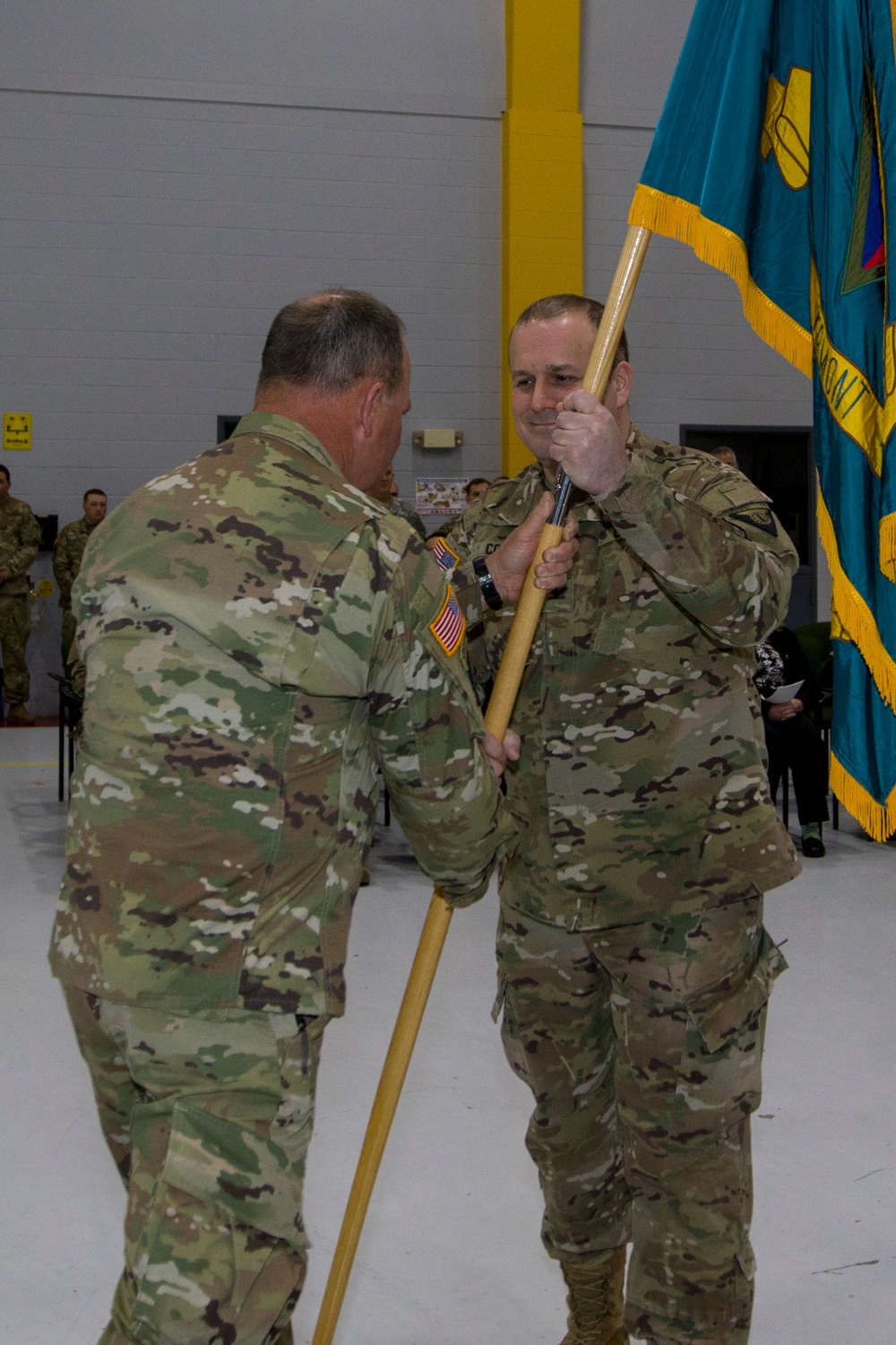 Command Sgt. Maj. Passes Guidon to Outgoing Commander