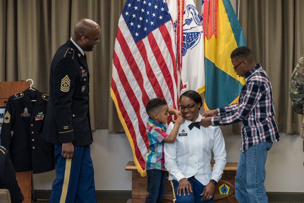 Promotion Ceremony for U.S. Army Sgt. 1st Class Kiowana Phillips to Master Sgt.