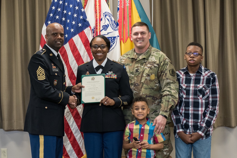 Promotion Ceremony for U.S. Army Sgt. 1st Class Kiowana Phillips to Master Sgt.