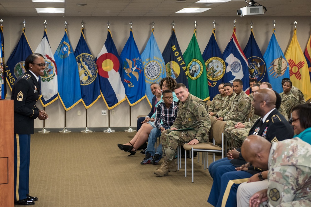 Promotion Ceremony for U.S. Army Sgt. 1st Class Kiowana Phillips to Master Sgt.