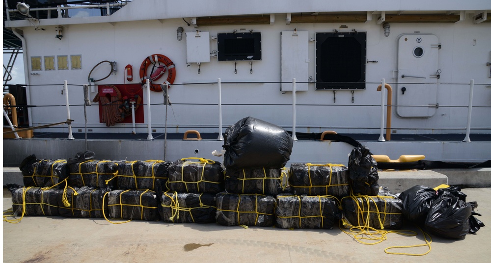 Coast Guard, DEA, CBP authorities offload $13.3 million in cocaine, heroin, transfers custody of 2 smugglers, following interdiction in Caribbean Sea