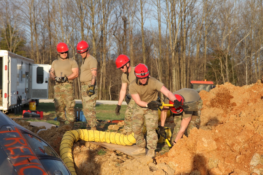 U.S. Army Reserve Engineers in action at trench rescue