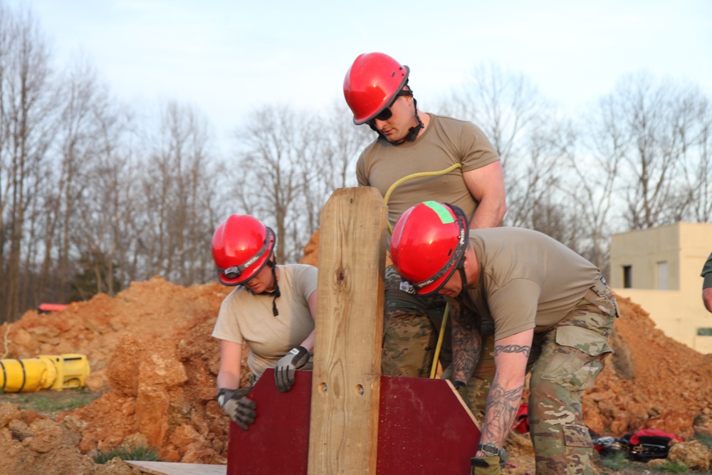 U.S. Army Reserve Engineers in action at trench rescue