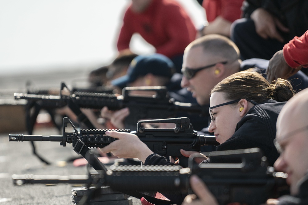 USS Bonhomme Richard (LHD 6) Conducts Small Arms Live Fire Exercise