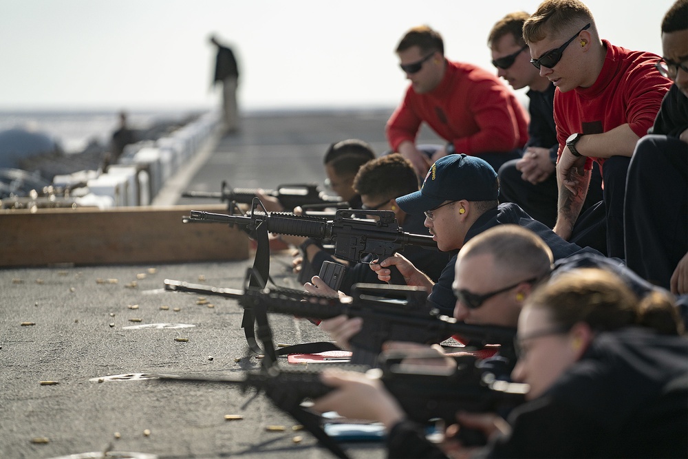 USS Bonhomme Richard (LHD 6) Conducts Small Arms Live Fire Exercise