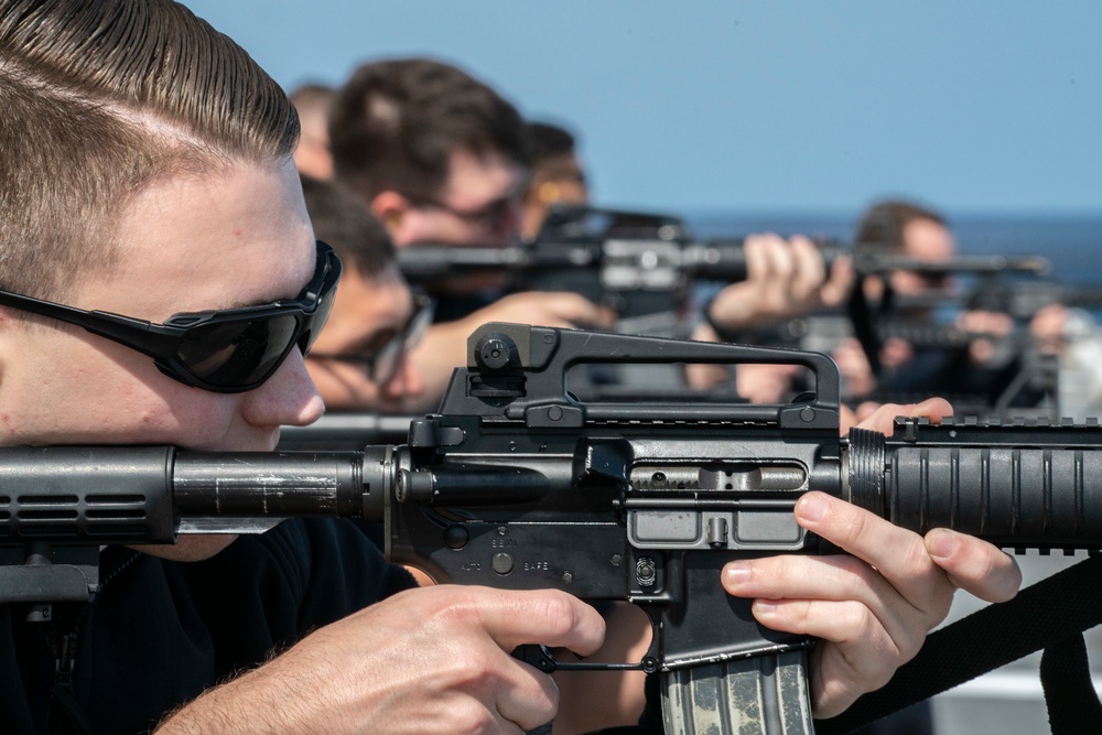 USS Bonhomme Richard (LHD 6) Conducts Small Arms Live Fire Exercise