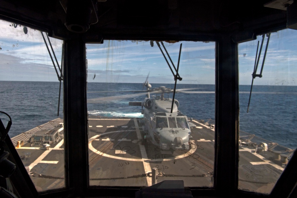 Forrest Sherman is underway for a scheduled deployment as part of the Harry S. Truman Carrier Strike Group. With USS Harry S. Truman (CVN 75) as the flagship, deploying strike group assets include staffs, ships, and aircraft o Carrier Strike Group EIGHT (