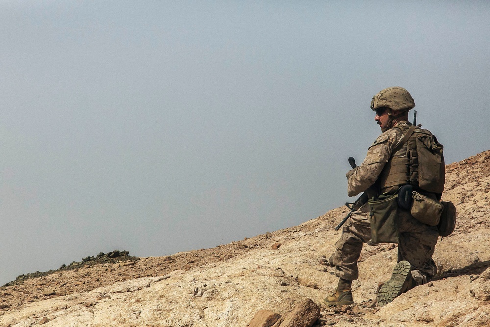 Fox Company rehearses prior to live-fire training during Eager Lion 2018