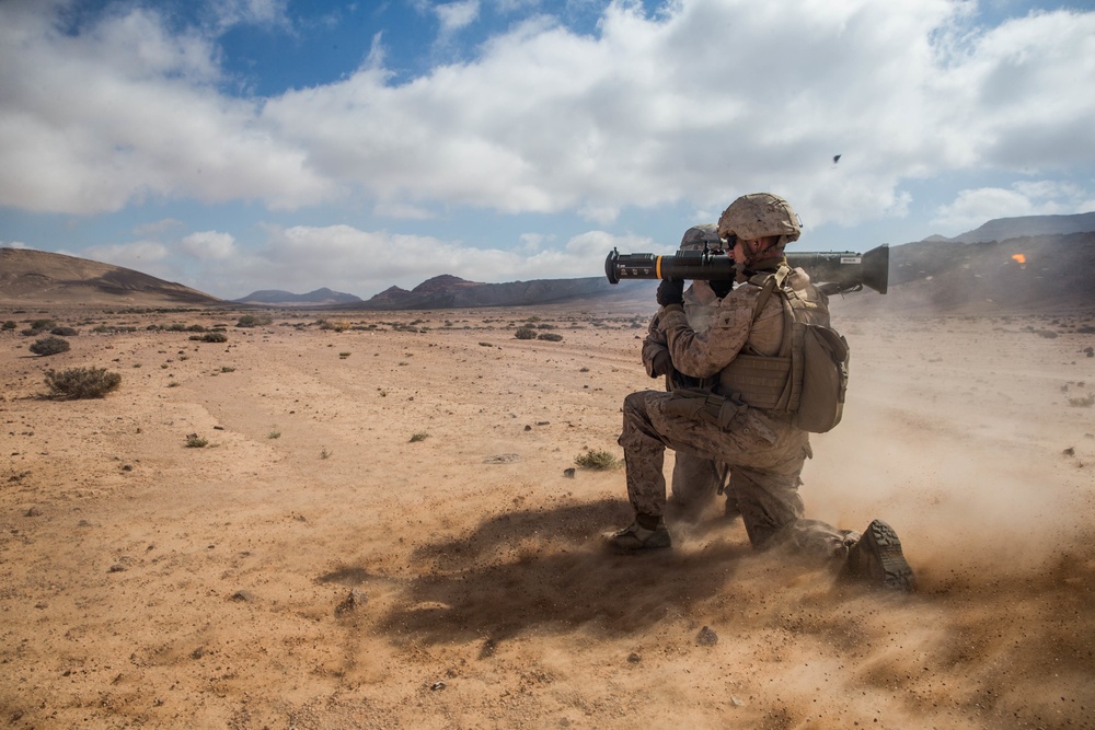 U.S. Marines conduct mortar and rocket live fire range operations during Eager