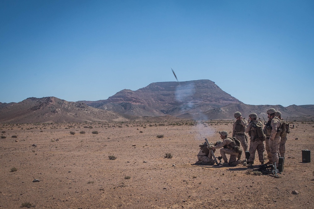 U.S. Marines conduct mortar and rocket live fire range operations during Eager Lion