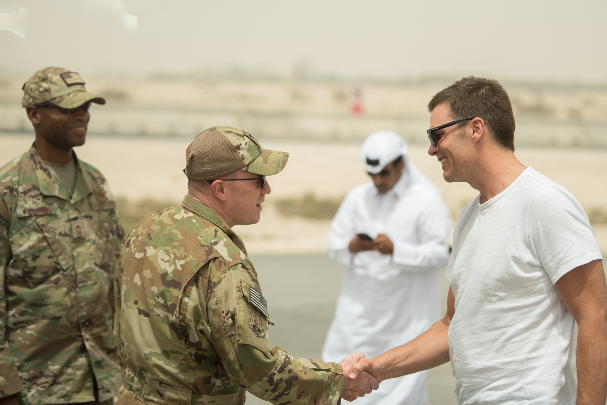 Al Udeid Air Base - New England Patriots quarterback Tom Brady visits the  Airmen of the 379th Air Expeditionary Wing at Al Udeid Air Base, Qatar,  April 14, 2018. (U.S. Air Force