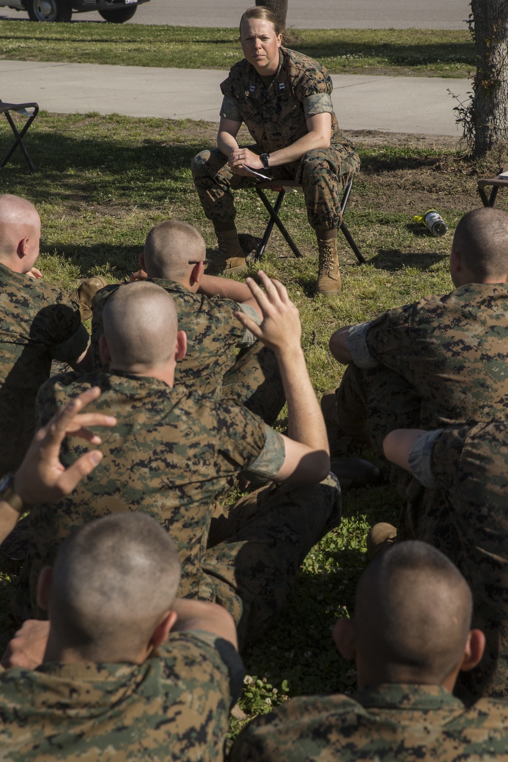 Drill instructors take off their campaign covers to mentor new Marines on Parris Island