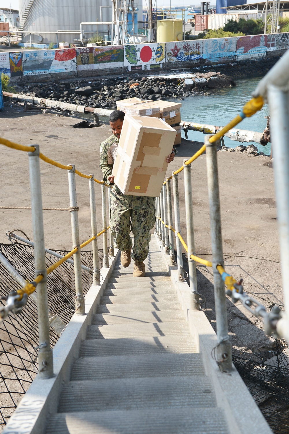 Camp Lemonnier assists with inport Replenishment with the USNS Pecos