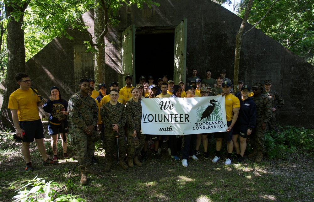 Preserving History: U.S. Marines and Sailors work with Woods Conservancy to clean up historic bunkers