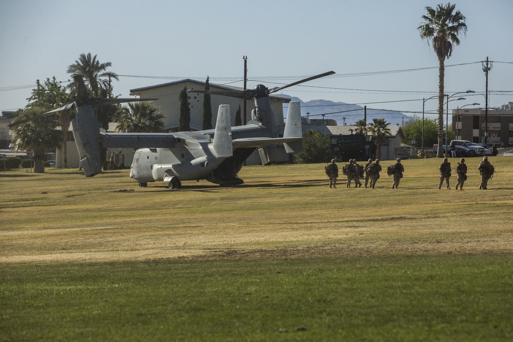 NEO flies into the Combat Center