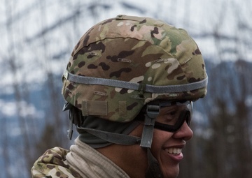 USARAK Soldiers parachute from Black Hawks