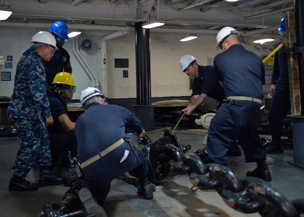 BLR Sailors secure the anchor.