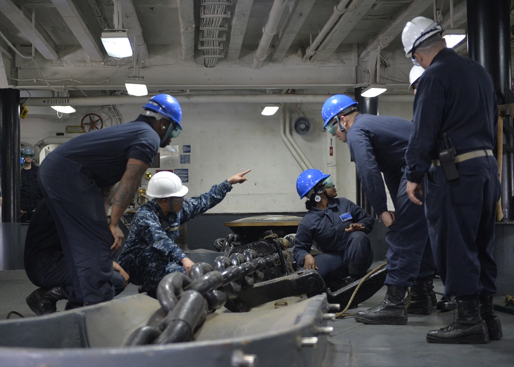 BLR Sailors secure the anchor.