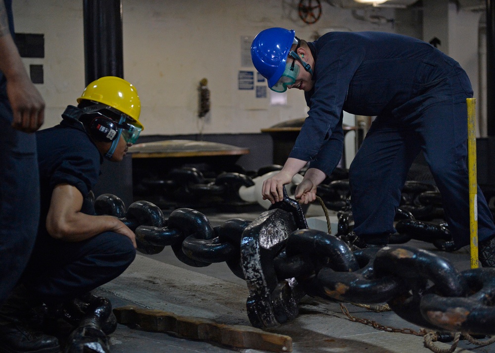 BLR Sailors secure the anchor.