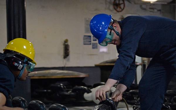 BLR Sailors secure the anchor.