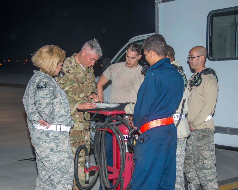 U.S. Air Force 21st Expeditionary Reconnaissance Squadron RC-135 Night Flight