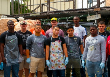 Marines help sort recyclables at Houjin Angel Kobo