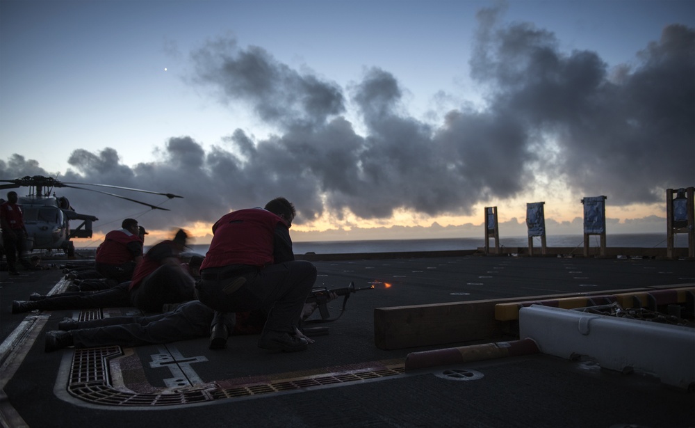 Low-light live-fire exercise aboard USS Bonhomme Richard (LHD 6)