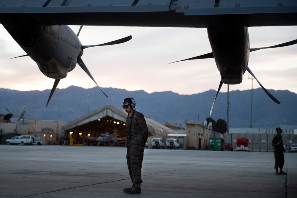 C-130s drop supplies over Afghanistan