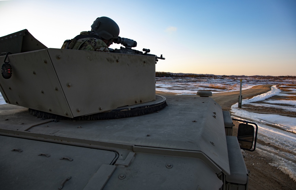 Sun sets for night live fire during Operation Cold Steel II