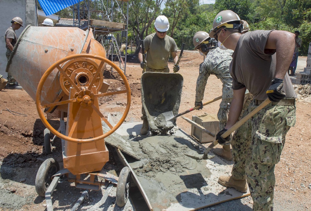 Seabees attached to Naval Mobile Construction Battalion (NMCB) 5 conduct engineering projects for PP18