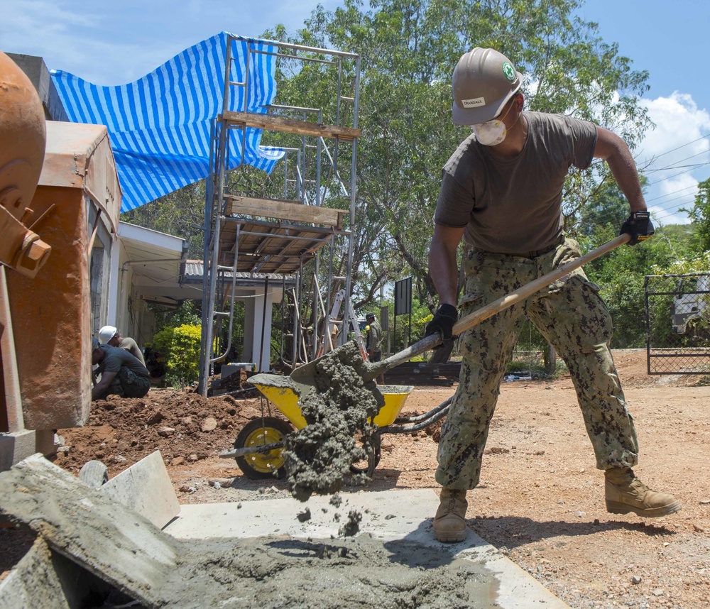 Seabees attached to Naval Mobile Construction Battalion (NMCB) 5 conduct engineering projects for PP18