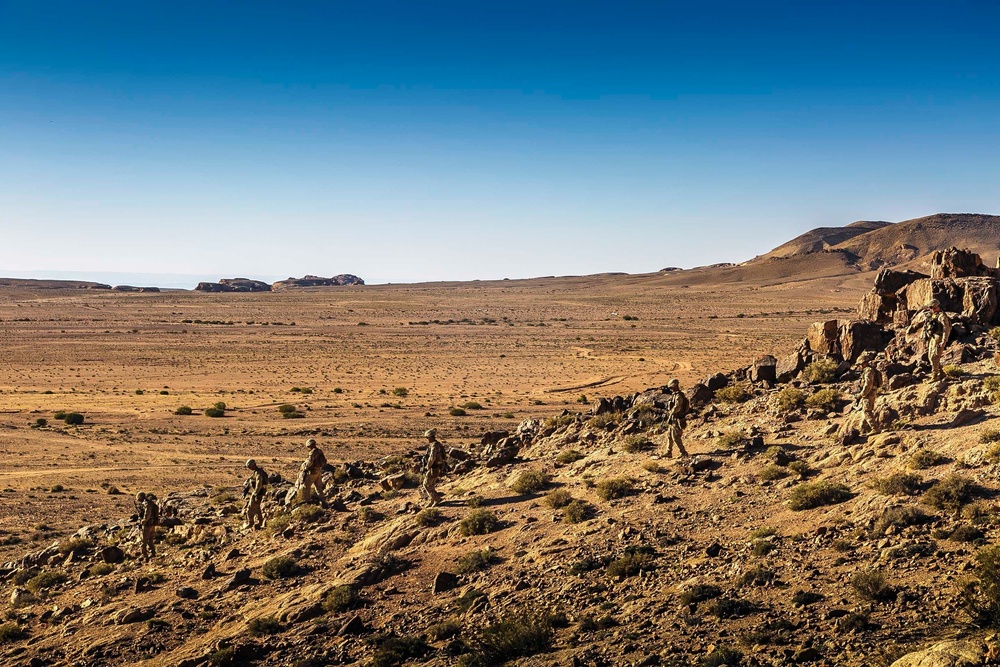 Fox Co scales mountains, engages enemy during force-on-force exercise in Jordan