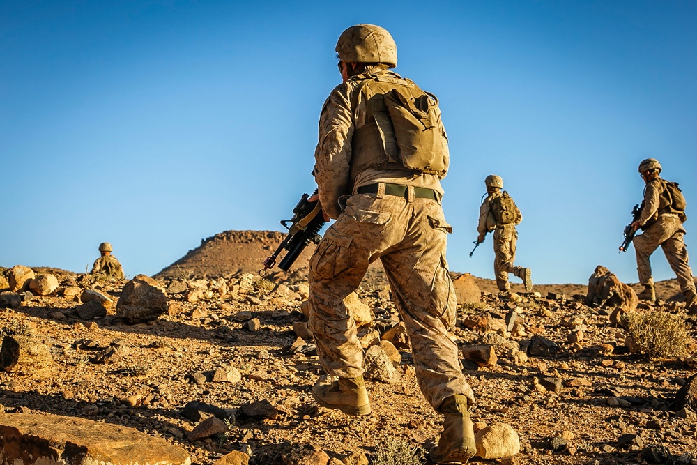 Fox Co scales mountains, engages enemy during force-on-force exercise in Jordan