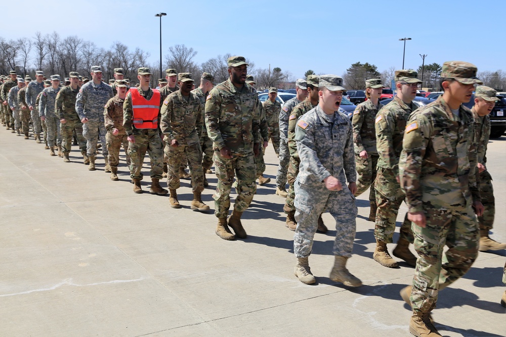 NCO Academy students hold classwide march on Army Reserve birthday at Fort McCoy