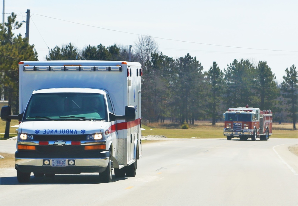 Emergency vehicles at Fort McCoy