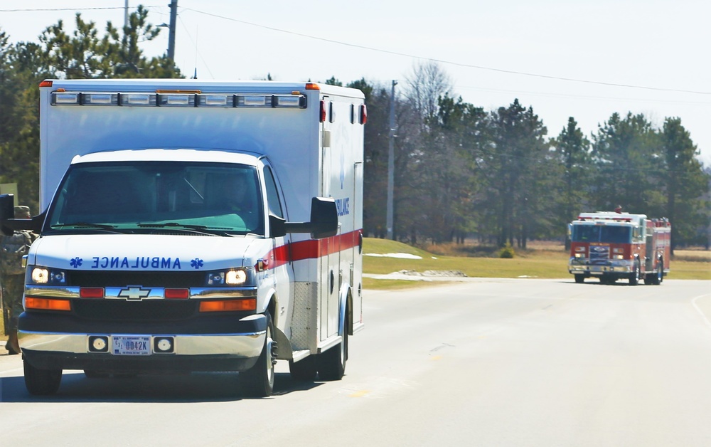 Emergency vehicles at Fort McCoy