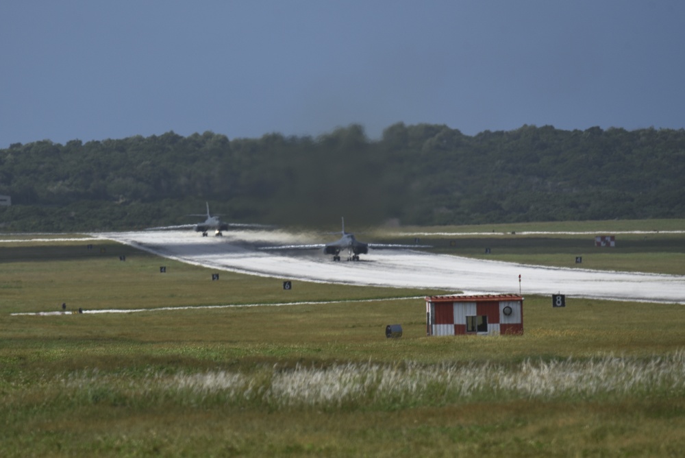 U.S. Air Force strategic bombers take off Jan. 11, from Andersen AFB