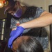 Multi-service dental staff visit patients during a cooperative health exchange.