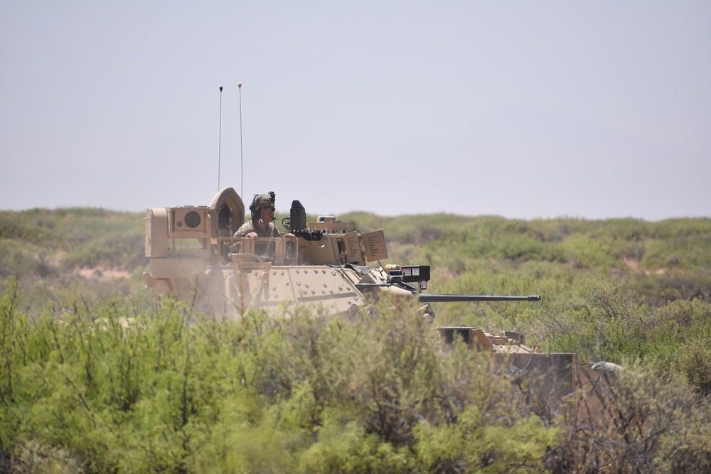 Regiment defends position with tanks, Bradleys