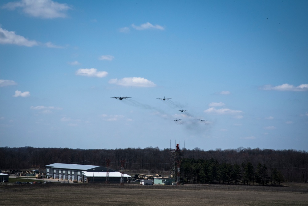 Five Ship Formation Flight at 179th Airlift Wing