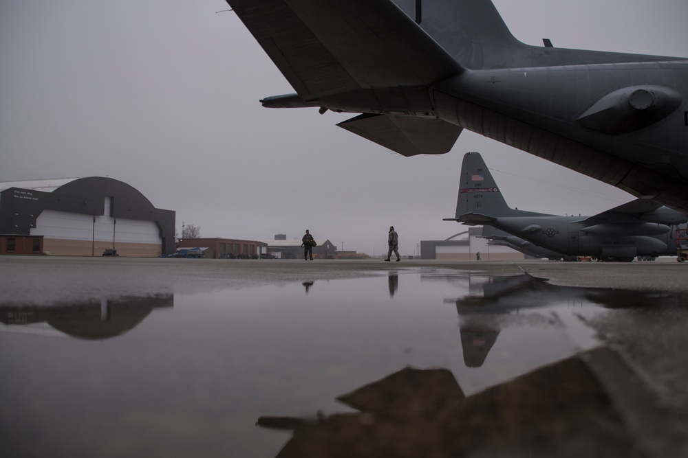 Five ship formation flight at 179th Airlift Wing