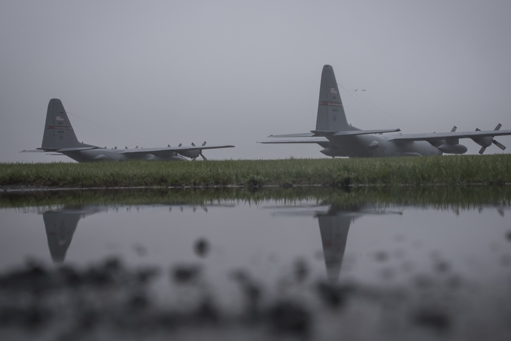 Five ship formation flight at 179th Airlift Wing