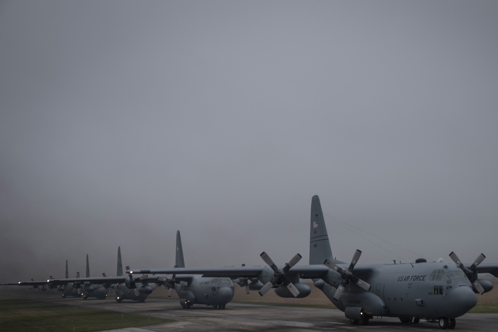 Five ship formation flight at 179th Airlift Wing